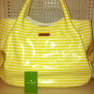 Kate Spade seersucker patent purse tote