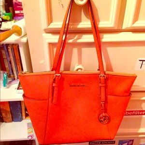 Michael Kors Orange Medium Jet-Set Tote