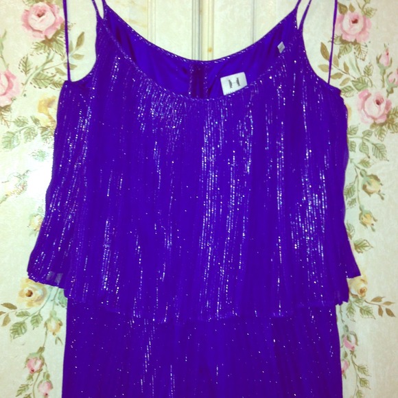 Halston Heritage shimmer Cobalt pleated dress