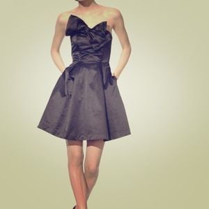 Black strapless bow dress