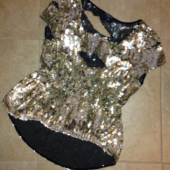 Reduced!Gryphon silver sequin high-low Evening Top
