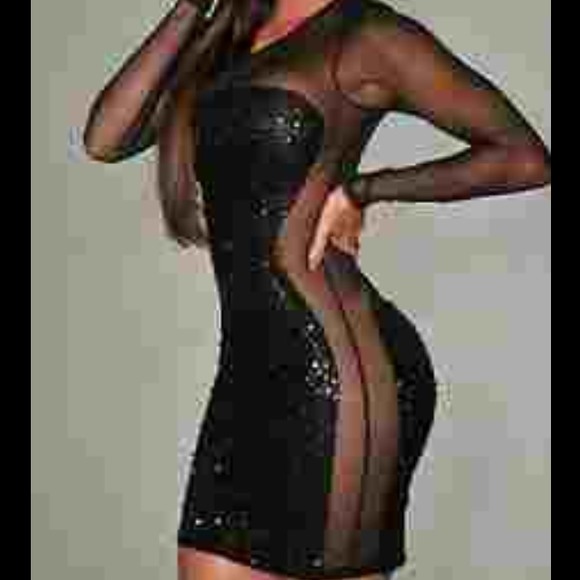 Black sequin & mesh dress