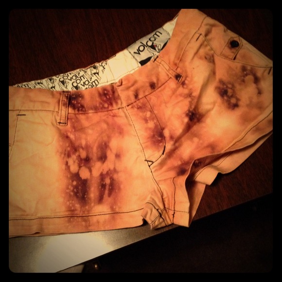 Size 0 Volcom Tie Dye Shorts Brown/Beige - Picture 1 of 4