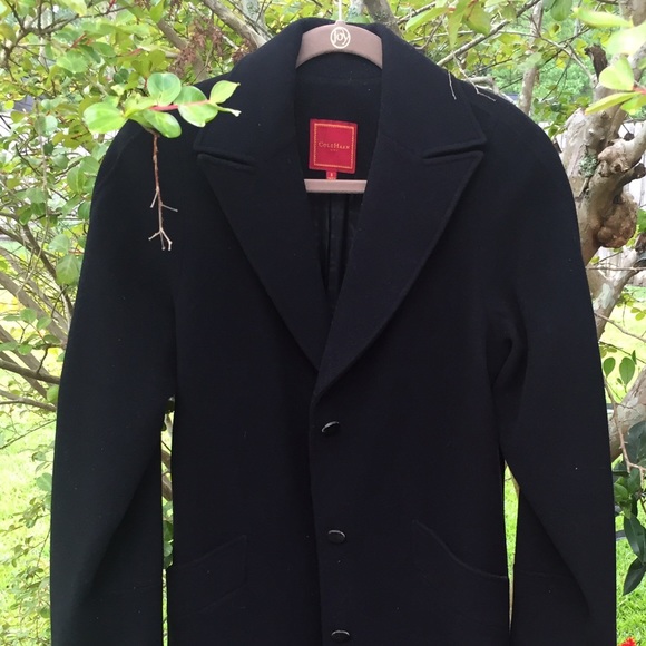 Black Cole Haan Coat 20% Cashmere 80% Wool - Picture 1 of 3