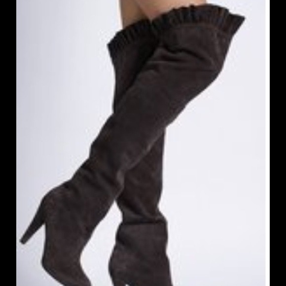 Colin Stuart Over The Knee Ruffle Boots