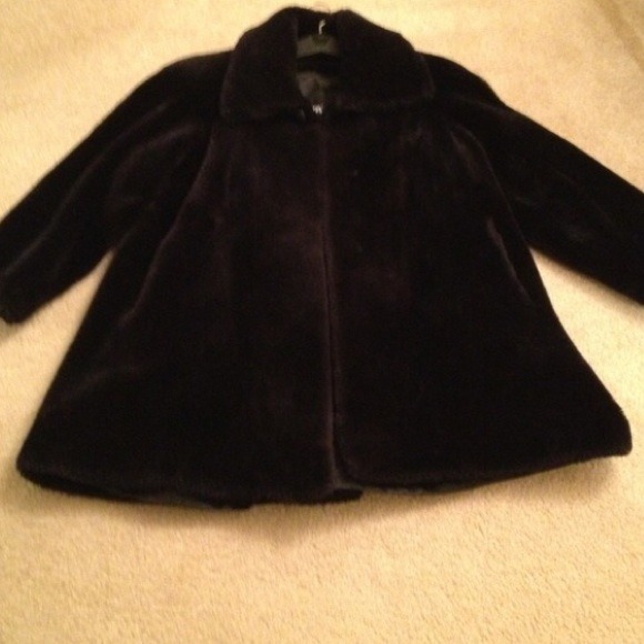 Black faux fur coat