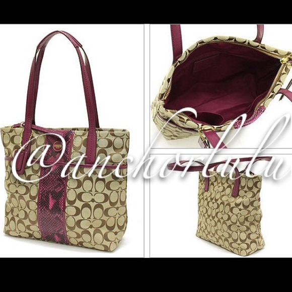 NWT💯Auth Coach SIGNATURE PYTHON STRIPE TOTE 25706 - Picture 3 of 4