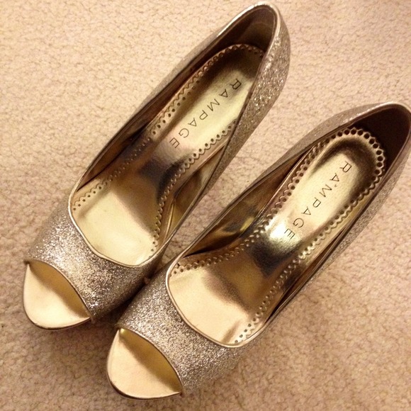Gold sparkly heels