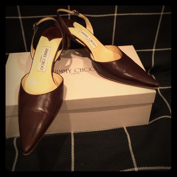 Brown leather Jimmy Choo kitten heels Size 37