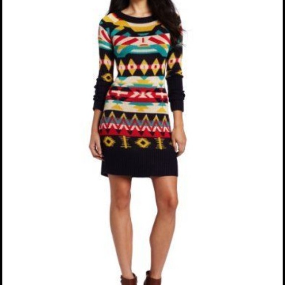 Jessica Simpson Peacock Aztec Sweater Dress