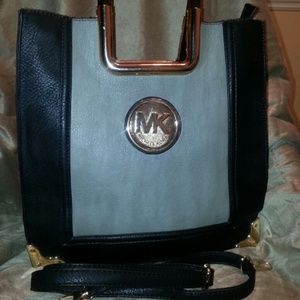 Grey and Black leather MK w/shoulder strap