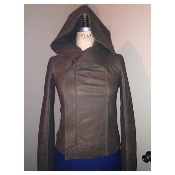 Vince brown leather hoodie