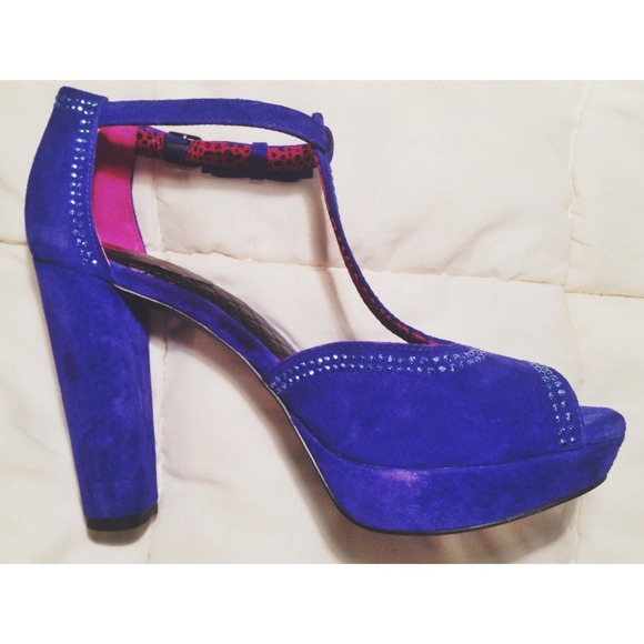 Royal Blue Velvet High Heels