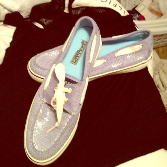 Light blue sequins sperrys