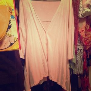 Baby Pink V Neck Cardigan, with V hem