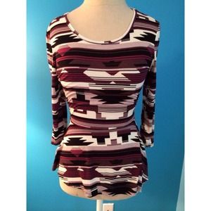 SOLD IN BUNDLE Peplum style Aztec print top
