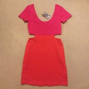 Orange/Pink Side-Cut Dress