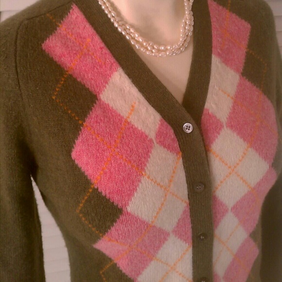 J. Crew Sweaters - J.Crew Argyle Lambswool Cardigan size Small