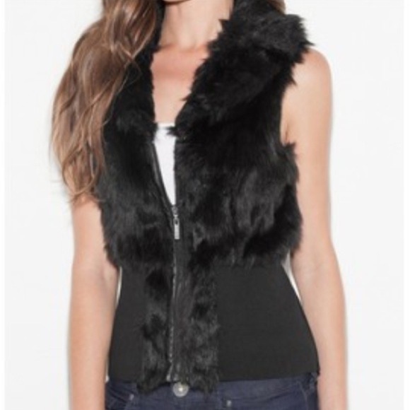 guess black fur jacket