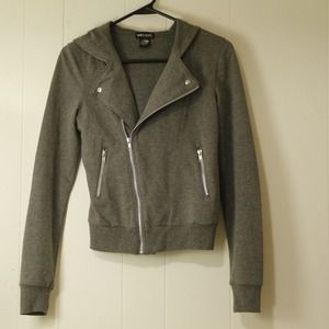 *SOLD* Grey Zip Moto Hoodie from Wet Seal
