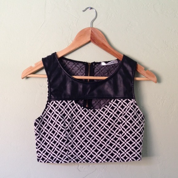 Black and White Peek a Boo Edgy Crop Top