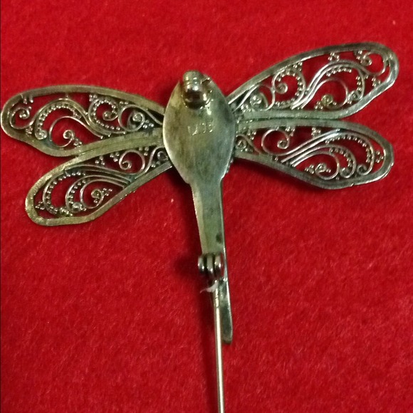 VINTAGE NAPIER broach Dragonfly silvertone pin blue and  Vintage dragonfly brooch