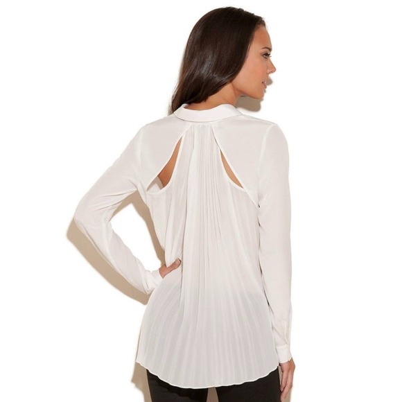 Guess Tops - Guess Sheer Top Accordion Pleats Back