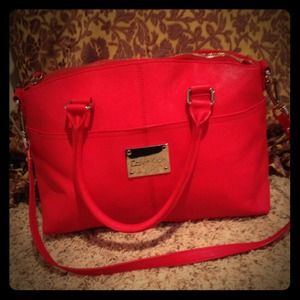 SOLD-Calvin Klein Red Leather Handbag w/ Strap