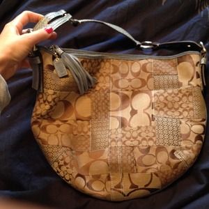 Authentic Coach Brown and Blue Large Hobo