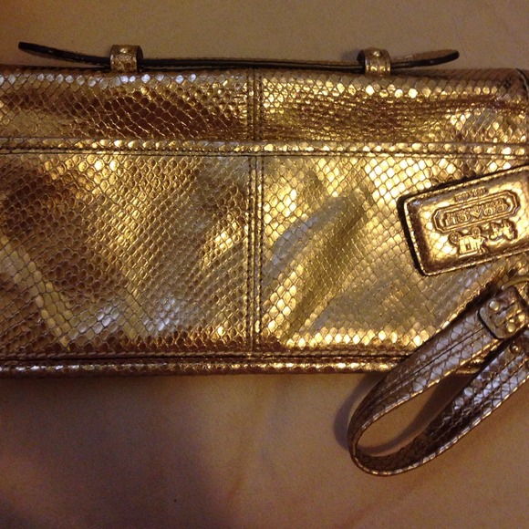 Coach Metallic Gold Python Clutch - Picture 4 of 4