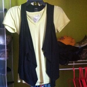 Tee shirt with a cardigan tank top