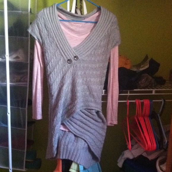 Sweater dress with a long sleeve tee