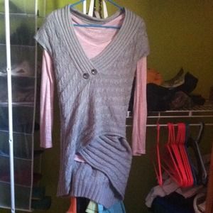 Sweater dress with a long sleeve tee