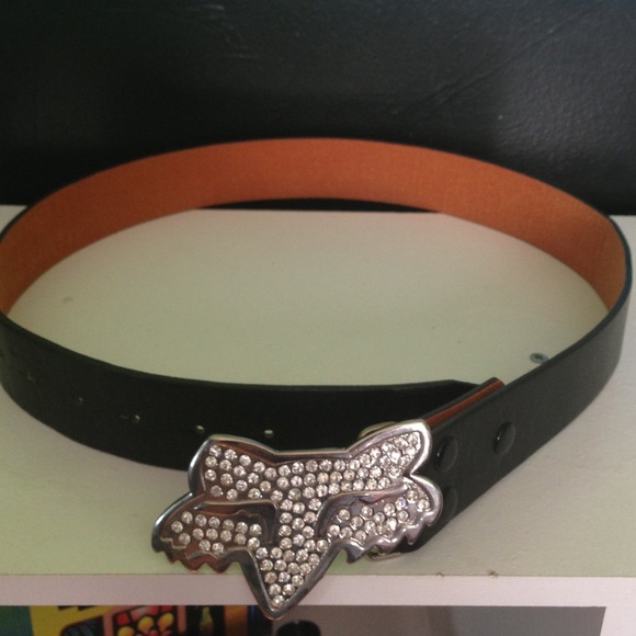 Genuine Leather Belt with glass Fox head.