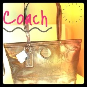 Coach Leather Embroidered Tote