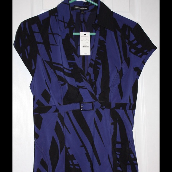 Express side zip purple and black blouse.