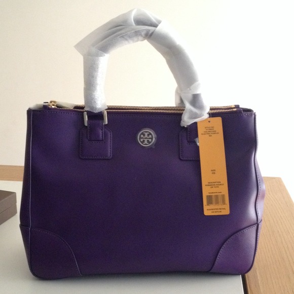 Tory Burch Robinson Double Zip Tote Purple - Picture 2 of 3