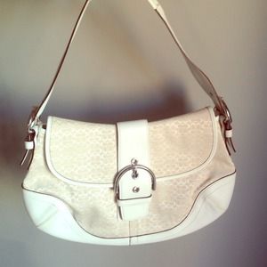 Winter white coach shoulder bag