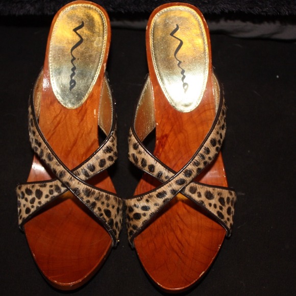 Nina leopard print slip on heels
