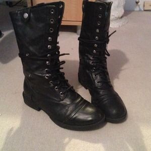 Madden Girl black combat boots