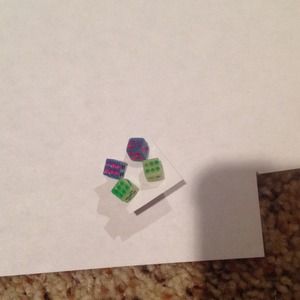 2 pairs of dice earrings