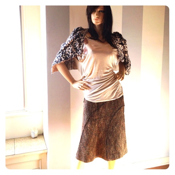 Zara tweed skirt in brown tones.