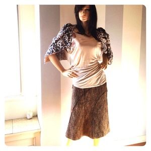 Zara tweed skirt in brown tones.