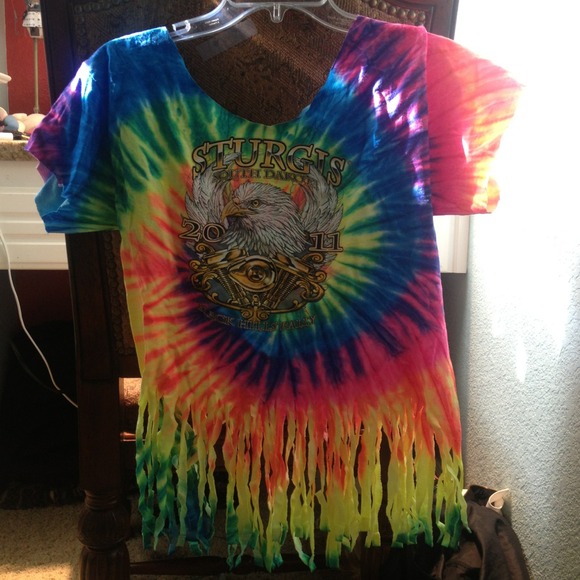 Neon rainbow tye dye biker shirt