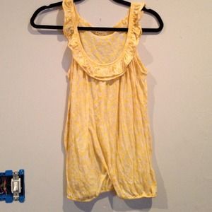 Forever 21 Yellow Floral Shirt with Ruffle