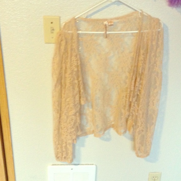 Cream lace cardigan.