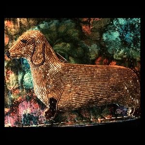 Dachshund PUP GOLD BEADED CHANGE PURSE