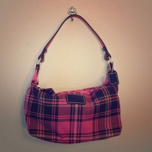 Authentic Coach Plaid Fuchsia Purse