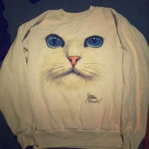 white cat sweatshirt!