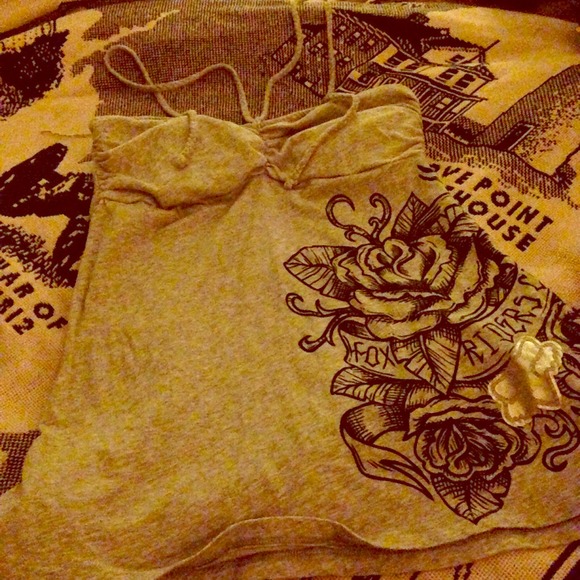 XS Fox Racing Brand Gray Halter Top